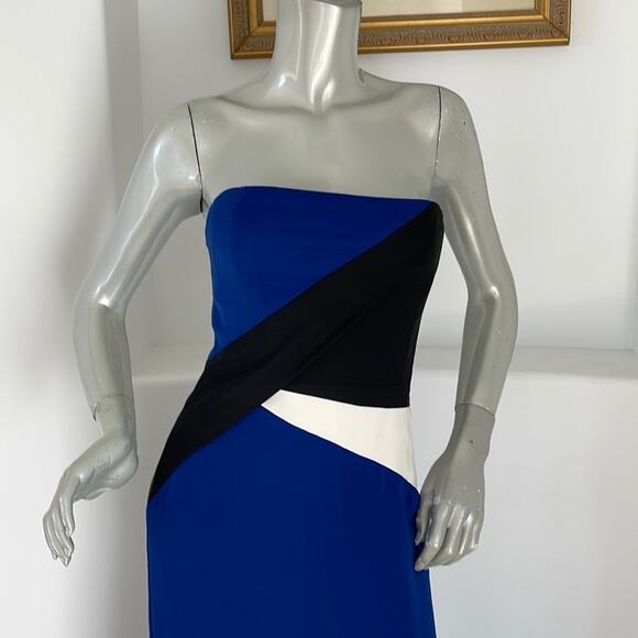 Bcbgmaxazria Audrianna Strapless Color Block Maxi Dress Size 2 - Picture 3 of 14